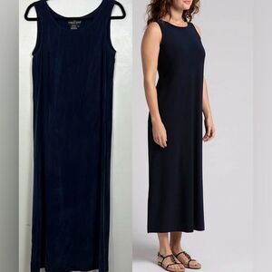 Carole Little Rayon Sleeveless Tank Maxi Dress In Navy Blue Size 6